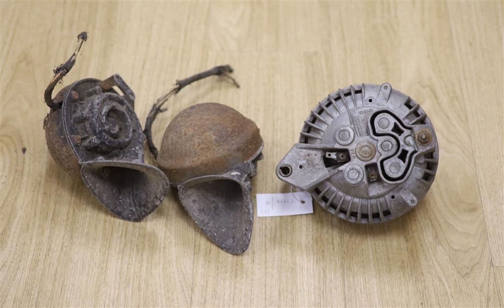 A Jensen CV8 alternator and a pair of Lucas horns